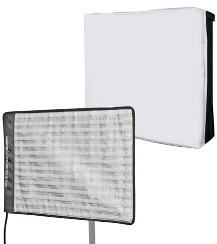 Walimex pro belysningsset med softbox och flexibel LED panel Flex LED 500 Bi Color, 50 W ljusmatta, ljusformare 50x36x10 cm med diffusor, för belysning i fotostudio