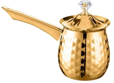 Toyvian Caffettiera Turca in Inossidabile Piccola Pentola per Caffè Induzione Design Compatto con Manico Ergonomico per Cucina Casa Ufficio Colore Dorato