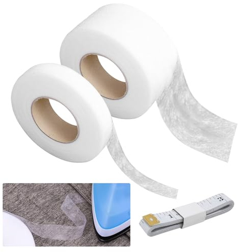 2 Rotoli Nastro Termoadesivo per Tessuti, Orlo Svelto Termoadesivo Forte, nastro adesivo termoadesivo forte, Non è Necessario Cucire, con Metro a Nastro , per Giuntare Tessuti,Tende, Pantaloni,Vestiti