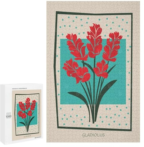 Adults 1000 PCS Puzzle Gladiolus Flower Mid Century Adult Jigsaw Puzzles Analysis And Logic Wishlist with Santa Claus Unique Gifts for Birthday And Christmas 1000 PCS