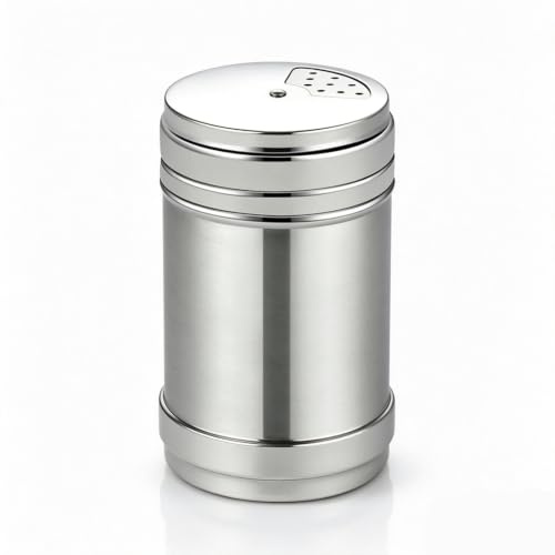 Salero, draga de acero inoxidable, orificios para verter, tarro de condimento, tarro de condimento multifuncional para sal, canela, azúcar, harina (L)