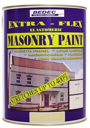 Bedec BEDE2MB0003/46 Extra-Flex Elastomeric Water-Based Quick Drying Smooth Masonry Paint Black 5 Litres