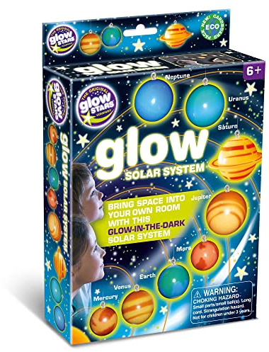 The Original Glowstars Company Glow in the Dark Solar System – 8 Colourful Planets that Glow at Night, Hanging Space Themed Room Decor for Kids' Bedroom with String Included