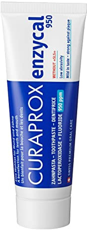 Curaprox Enzycal 950 Toothpaste – Mild Fluoride Toothpaste with Enzymes for Gentle Daily Oral Care | Low Abrasive, Fresh Taste, SLS-Free, 75ml | Made in Switzerland