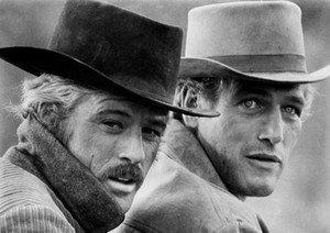 Póster tamaño A3 de Robert Redford y Paul Newman en la película Dos hombres y un destino