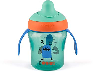 Suavinex - Vaso Aprendizaje Bebé BOOO. Con Boquilla Rígida y Asas Removibles. Para Bebés +6 Meses. Apto Para Lavavajillas. 200ml, Color Verde