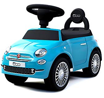 TURBO CHALLENGE - Fiat 500 - Camminatore - 119095 - Ruote Libere - Blu - Max 25 kg - Plastica - Batterie Non Incluse - Giocattolo per Bambini - Regalo - A partire dai 12 mesi