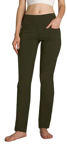 SAFORT 28”/30”/32”/34” Inseam Regular/Tall Straight Leg Yoga Pants, Four Pockets, UPF50+, Army Green, L