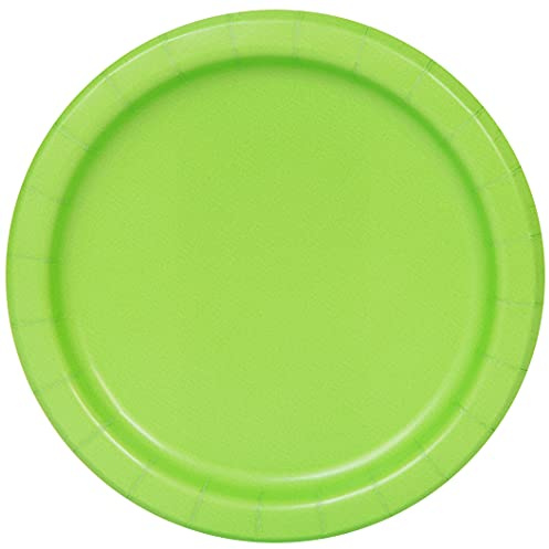 Unique 31374EU - Eco-Friendly Paper Plates - 18 cm - Lime Green Colour - 8 Count (Pack of 1)