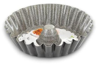 KORAT Stampo Da Forno In Alluminio Ruoto Forma Baba' Con Cono Centrale Ruoto Tradizionale per Casatiello Napoletano Dolce e Salato Rivestimento Effetto Pietra, Torta di Pasqua, Ruoto Dolci (24 cm)