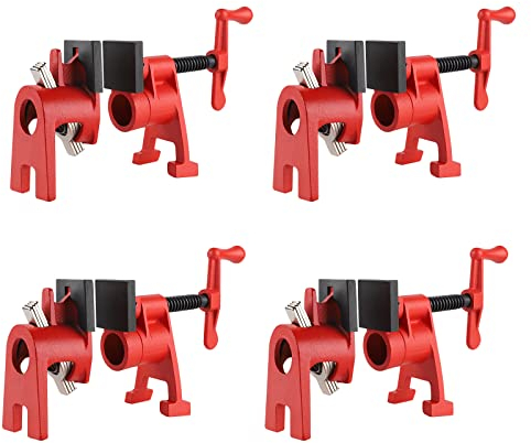 AMIGOB 4 Piezas Abrazadera de Tubo para Carpintería, 3/4 '' Juego de abrazaderas de metal de madera, 26,5mm Juegos Juego de Abrazaderas de Metal Madera Hierro liberación rápida (Mate)