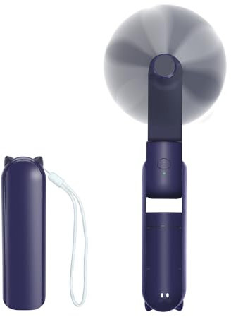 Jsdoin Mini Handheld Ventilator, Tragbarer Desktop-Ventilator 3 Geschwindigkeiten, Wiederaufladbar Faltbarer USB-Ventilator für Innen und Außenbereiche(Blau)