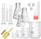 Bechergläser Erlenmeyerkolben Messzylinder Set, ZEEROQOLAB 4 Graduierten Becherglas, 3 Glasmesszylinder mit 3 Konisch Fläschchen, mit 3 Glas Pipetten, 2 Glas Rührstab und 2 Waschbürste