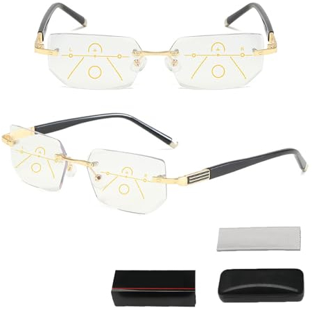 MJMLUCK Dotmalls Intelligente Zoom Brille, Smart Glasses Lesebrille Dual-Focus Blaulichtfilter Gleitsichtbrille Zoom Brille Mit Brille Box Blaulicht Sehhilfe Lesehilfe Brillen für Herren Damen (250)