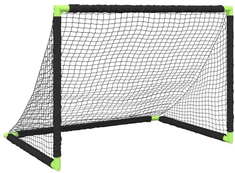 vidaXL Fußballtor für Kinder, Trainingstor Klappbar mit Netz, Fußball Tor für Innen Außen, Kindertor, Schwarz Kunststoff Polyester