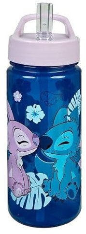 Undercover 6600000082 Lilo & Stich Trinkflasche - Lilo & Stich Trinkflasche mit Strohhalm und Deckel von Unterdeck, 500ml
