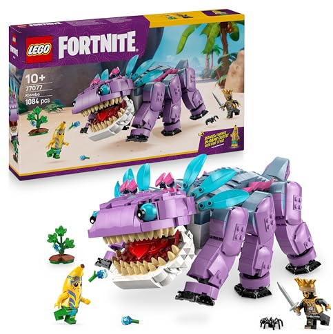 LEGO Fortnite Klombo- Figura de Dinosaurio para Jugar y Exponer - Minifiguras de Banano Aventurero Isleño y Oro - Regalo Gamer para Niños y Niñas de 10+ Años Fans del Videojuego 77077