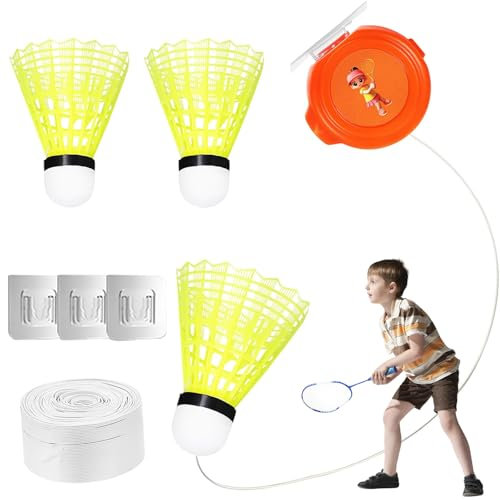 Badminton Rebound Trainer,Rebound Badminton,Tragbares Höhenverstellbare Rebound Badminton Set,Selbststudium Training Rebound Batminton Ausrüstung für Badmintonplätze Garten Parks Wohnzimmer Balkon