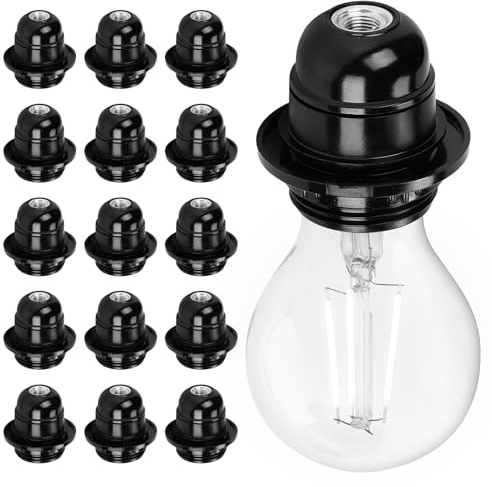 GOEDCH 15 Pezzi Attacco E27: 250V 60W Portalampada Vintage Edison E27, Attacco Lampada E 27 Nero, Accessori Lampada DIY, Attacco Lampada E 27 in Plastica per Lampada da Tavolo, da Piantana o da