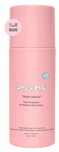 Mane Temp Check Heat Protection Spray for Hair - Anti Frizz Heat Protectant for All Hair Types - Helps Fight Damage, Split Ends & Breakage - Made with a Shine Restoring, Weightless Formula (8oz)