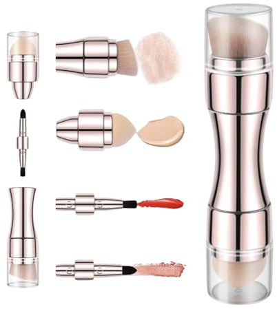 Pinceles de Maquillaje de Viaje - 4 en 1 Aplicador Retractable,Cepillo de Tinte Portátil para Maquillaje Facial - Blusas Polvo Brillo De Labios Sombra De Ojos Cejas