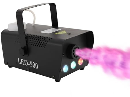 Professionell Rökmaskin, Rökmaskin 500W med 3 LED RGB, Bärbar Rökmaskin Förvärmning 5 Min, Rökmaskin Fjärrkontroll för DJ Fester Halloween Bröllop