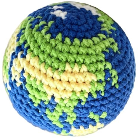 Knitted Footbag Sack - Handmade Globe Shape Footbag Toy, Soft Portable | Knitted Earth Footbags for Juggling, Kicking Practice, Group Games, Outdoor Sports, Parties and Daily Recreation