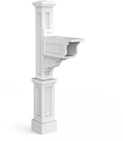 Mayne Dover Single Arm Mail Post - White - 25.5in x 8in x 56.5in - Standard Post, Arm & Hardware Kit Included (5810-W)