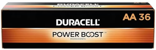 Duracell MN15P36 Standard Battery, AA, Alkaline, PK36 Lighting, 36 Count (Pack of 1), Black