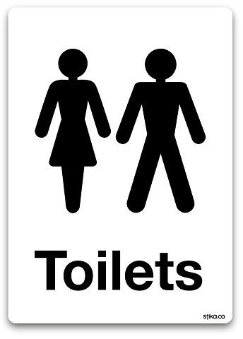 stika.co Unisex Toilet Door Sign Sticker – A6 105x148mm Self-Adhesive Vinyl Label for Washrooms, Men & Women WC Restroom Symbol – Easy to Apply Indoor Sign