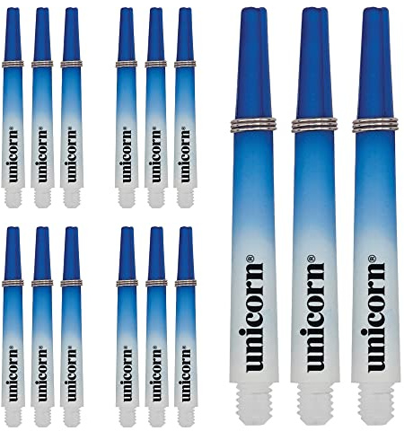 Unicorn Dart Shafts | Gripper 3 Two-Tone | Durable Nylon | Blue and White | 5 Sets - 15 Stems | Medium 44.2 mm