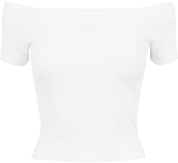 Urban Classics Maglietta Da Donna Con Spalle Scoperte e Maniche Corte, Maglietta a Maniche Corte, Donna, Bianco, S