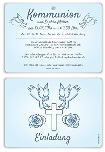 20 x Kommunion Einladungskarten Kommunionseinladungen Kommunionskarten - Engelberührung