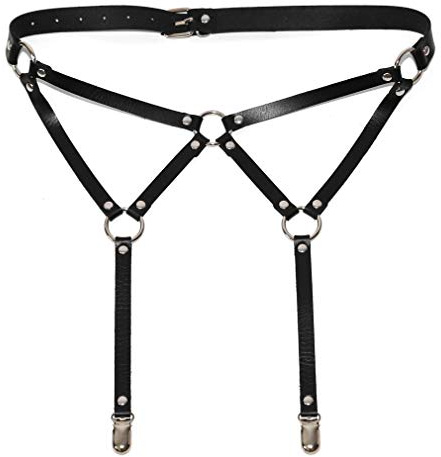 Reggicalze Reggicalze Regolabili Sexy Elasticità Punk Gotico Coscia Anello Giarrettiera con Clip In Metallo, 2 clip con cintura in vita, taglia unica