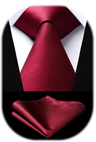 Enlision Burgunderrot Krawatte Herren Hochzeit Krawatten und Einstecktuch Set Einfarbig Seide Schlips Bordeaux Rot Elegant
