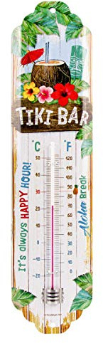 Nostalgic-Art Tiki Bar Thermomètre en métal, multicolore, 6,5 x 28 cm