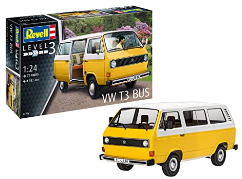 Revell 07706 VW T3 Bus 1:25 Model Kit originalgetreuer Modellbausatz für Einsteiger, unlackiert, STK