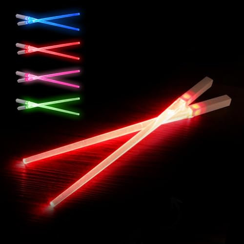 SithSticks 2 Bastoncini Luminosi Rossi | Bastoncini Spada Laser a LED | Posate Lavabili e Rutilizzabili per Bambini e Adulti | Cucina Cinese e Giapponese | Idea Regalo | OriginalCorner