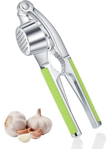 YC Kitchen Knoblauchpresse Edelstahl, Garlic Press mit Nicht -Slip benutzerfreundlichem Griff – Werkzeug zur Knoblauchpaste-Gewinnung – Küchenutensil - knoblauchschneider