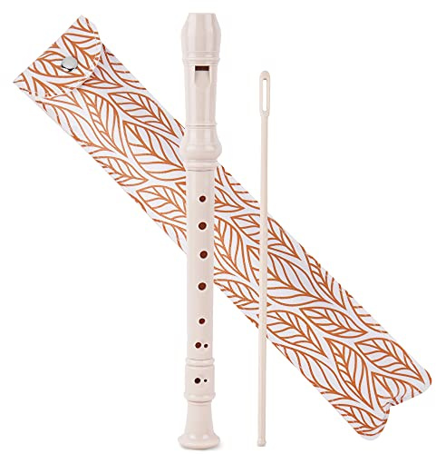 Czzmy Soprano Flauta Dulce Para Niños Principiantes,Flautas Dulces Soprano 8 Agujeros con Herramienta de limpieza, Regalo Para Niños,Principiantes,Jugadores Profesionales(2-Hoja dorada)