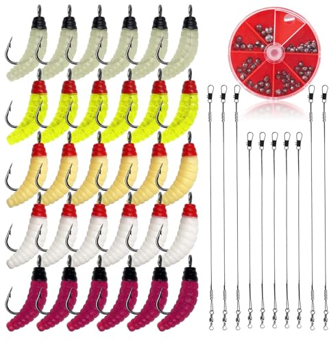 Lot de 41 poissons en caoutchouc pour brochet, pêche, avec 30 leurres artificiels, 2 types de bas de ligne en acier 80 g, plomb dans une boîte, accessoires de pêche pour truite, plomb de pêche, appâts