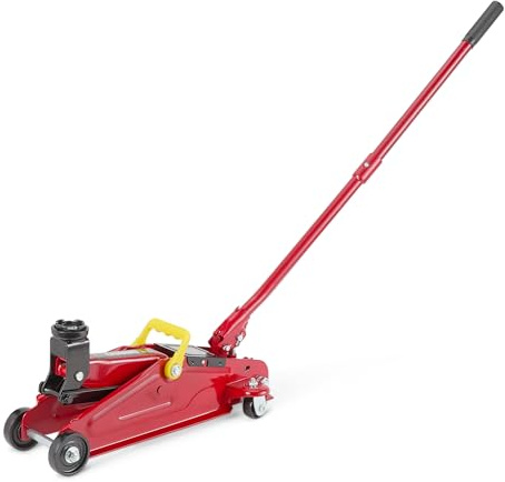 Amazon Basics Hydraulic Floor and Portable Car Jack, 2.2 Short Ton/2 Metric Ton/2 Tonne/2000 kg Capacity, Slow Release, Red