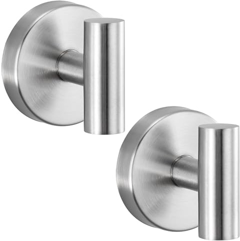 warlve Suction Cup Hooks No Drill Stainless Steel Shower Hooks Towel Hook Robe Hook Heavy Duty on Smooth and Non-Porous Surfaces in Bathrooms Kitchen Bedroom (2, Brushed Nickel)