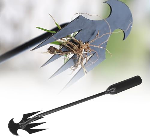Generico Zappe da Giardino per Diserbo, Sarchiatore Manuale con Manico, Earchiatore per Erbacce Professionale, Attrezzi per Diserbo, Estirpatore Erbacce orto, Estirpatore Erbacce Manuale (Nero 27CM)