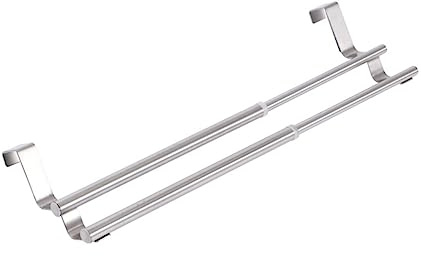 DIYEAH Toallero Doble Extensible Inoxidable Barra Retráctil para Puerta de Armario Colgador Resistente y Práctico para Toallas de y Fácil Instalación