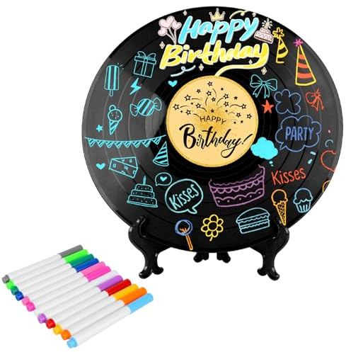 Libro Degli Ospiti Vinile, 30x30cm Alternativa al Libro Degli Ospiti per Compleanni con Penna e Supporto Decorazioni Compleanni Poster Bomboniere per Bambini e Bambine (Stile 1)