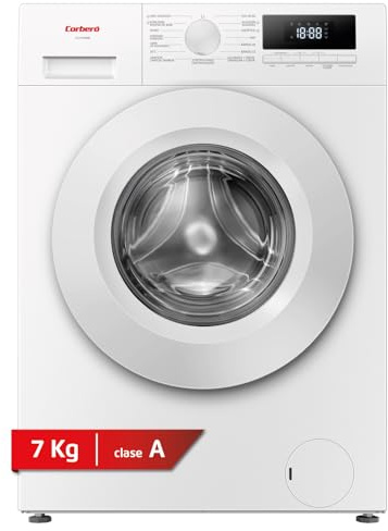 Corberó - Lavadora Plus 7Kg | CLH7406ME | 1200 rpm | Motor Inverter | Función Vapor | Función antialergico | Inicio Diferido | Pausa-Carga | Lavador rápido | Control Display | Blanco