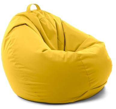Avalon - Puff Poltrona Sacco Grande SOFTY 80×80×H75cm Sfoderabile, Pouf Sacco di Qualità Sartoriale, Bean Bag per Sedersi Ergonomico, Tessuto Antistrappo Impermeabile, Made in Italy(Giallo Limone)