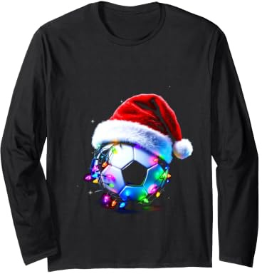 Ballon de Football Festif avec Bonnet de Père Noël et lumières Manche Longue