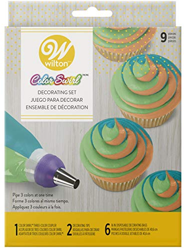 Wilton Kit 9 Pezzi per Decorazioni a Tre Colori Set, Acciaio Inossidabile, Bianco/Viola